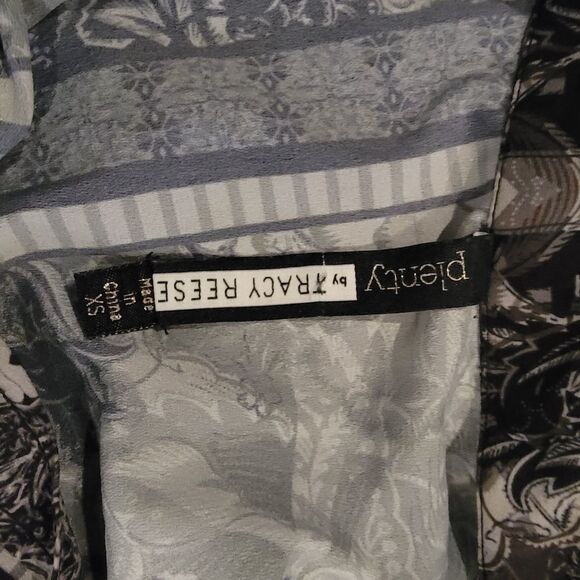 Plenty By Tracy Reese black & White Long Sleeve Blouse top Sz XSMALL - Picture 7 of 10